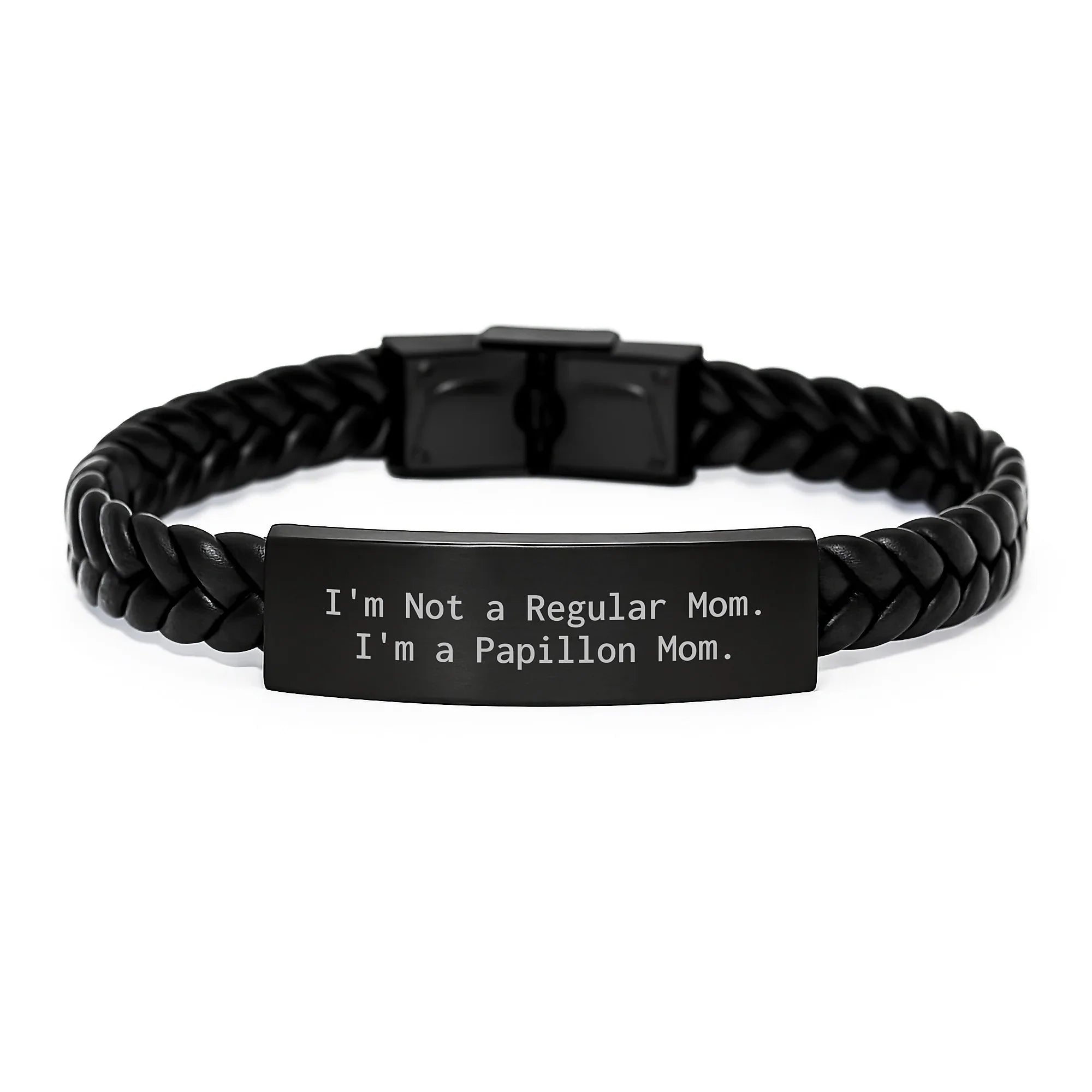 Papillon Dog Mom Christmas Unique Gift, Interlaced Leather Bracelet, Funny Quote, Gifts for Women, Gifts from Mom