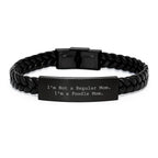 Funny Poodle Dog Lover Gifts, I'm Not A Regular Mom. I'm A Poodle Mom. Christmas Unique Gifts for Poodle Dog Owners - Interlaced Leather Bracelet for Men Women Friends Family