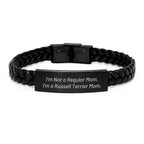Funny Russell Terrier Mom Gifts for Women - Interlaced Leather Bracelet for Russell Terrier Dog Lovers, Gifts from Mom to Daughter, Daughter to Mom - Christmas Unique Gifts