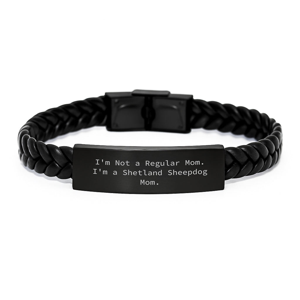Funny Shetland Sheepdog Mom Gifts - Shetland Sheepdog Mom Interlaced Leather Bracelet Graduation Unique Ideas for Shetland Sheepdog Lovers - Image 1