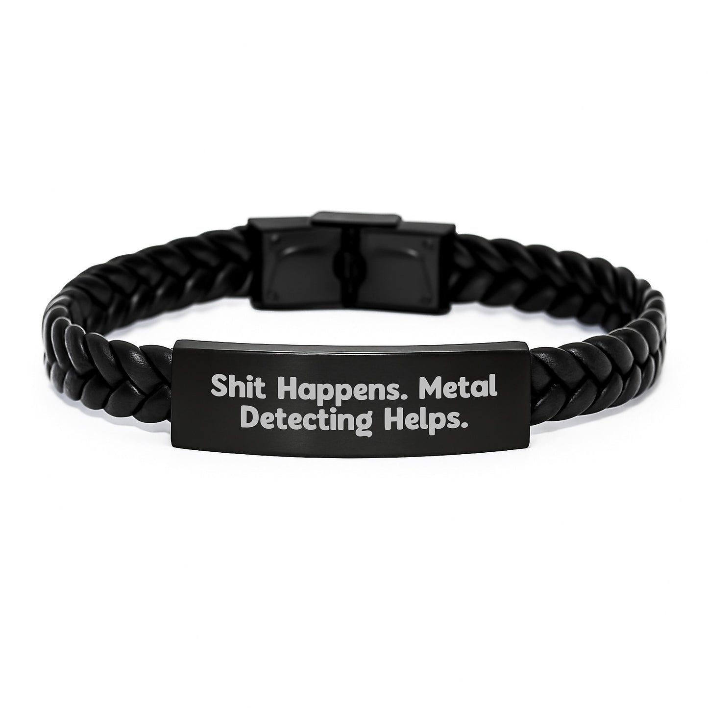 Metal Detecting Enthusiasts' Funny Gifts for Graduation - Interlaced Leather Bracelet from Friends and Family - Image 1