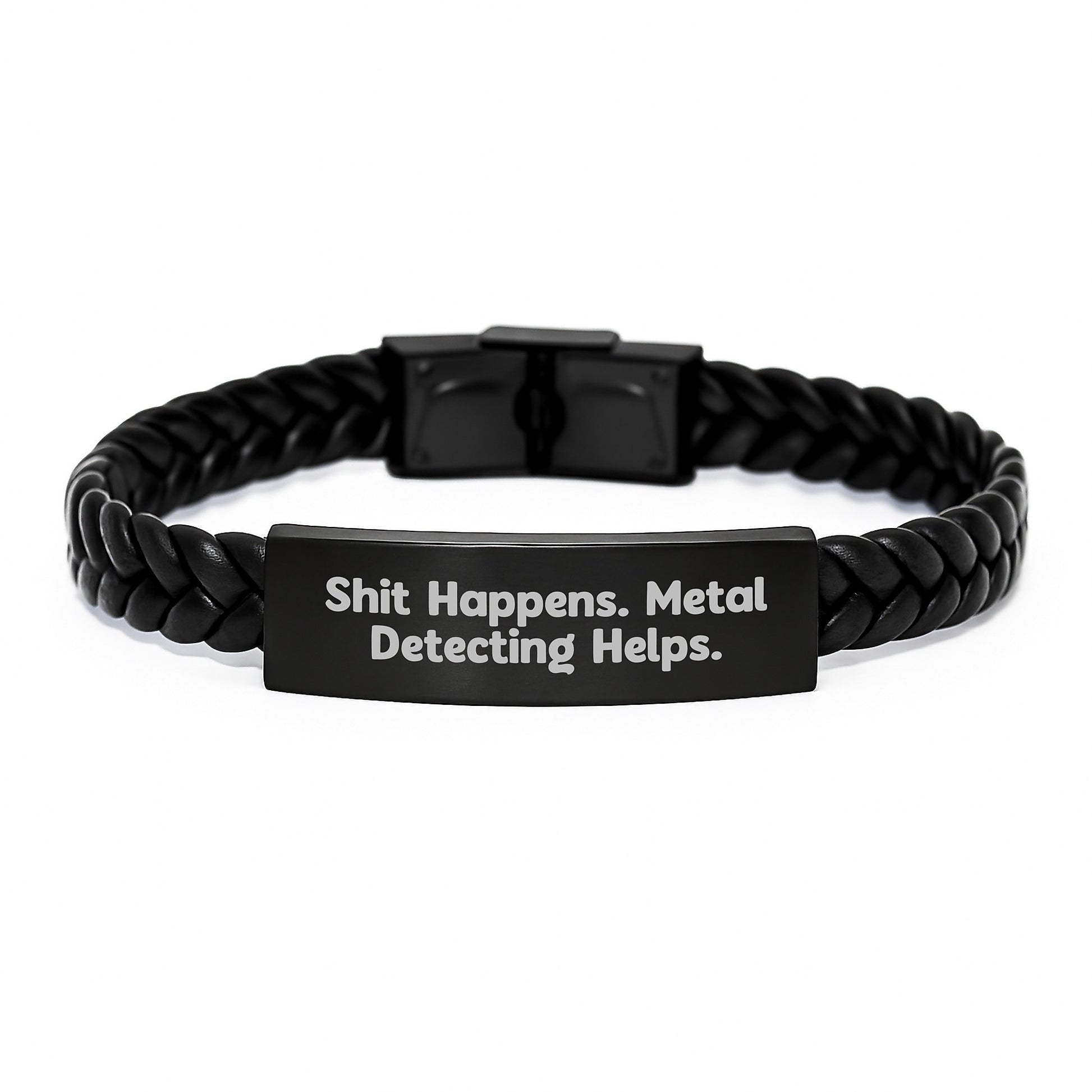 Metal Detecting Enthusiasts' Funny Gifts for Graduation - Interlaced Leather Bracelet from Friends and Family - Image 1