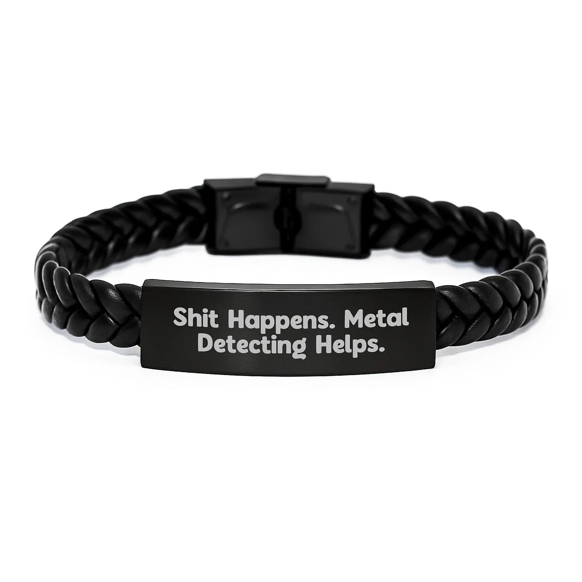 Metal Detecting Enthusiasts' Funny Gifts for Graduation - Interlaced Leather Bracelet from Friends and Family