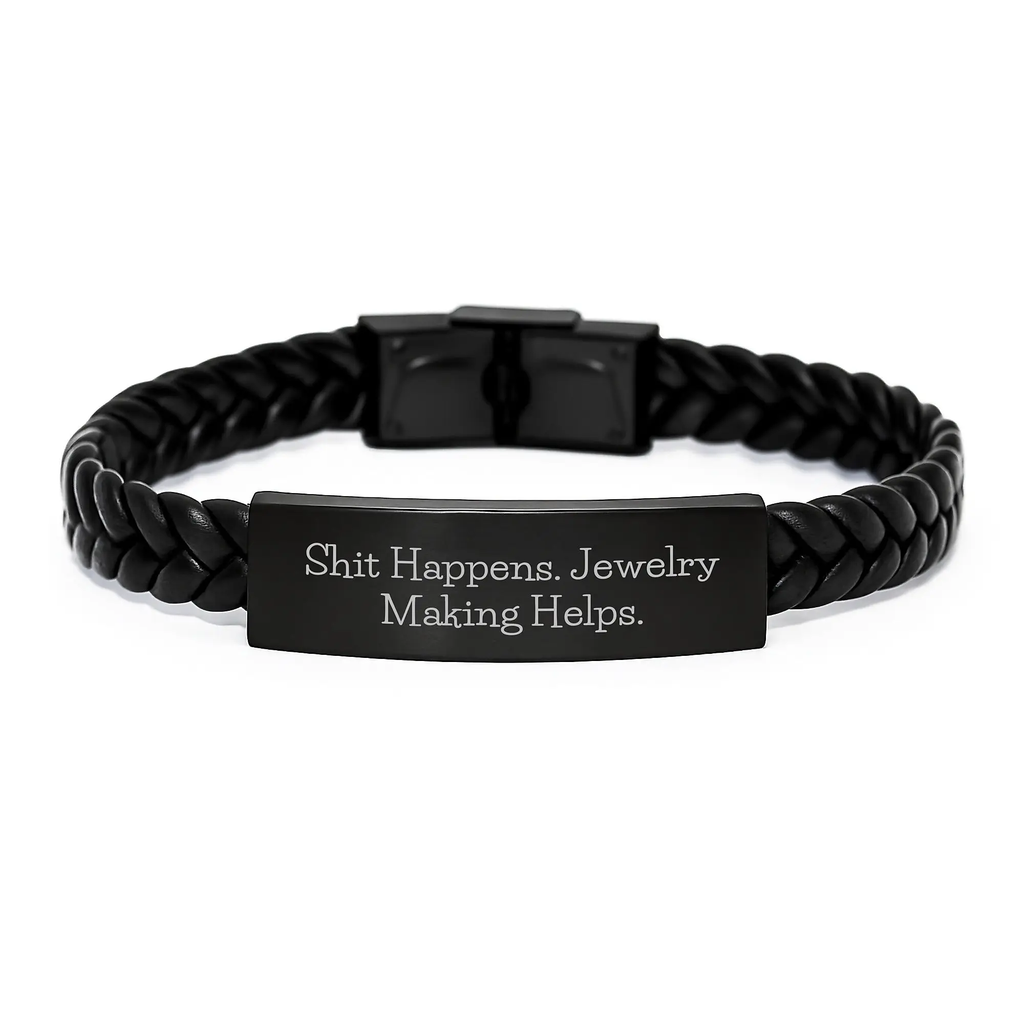 Jewelry Making Gifts for Men, Funny Quote Interlaced Leather Bracelet, Birthday Unique Gifts from Friends - Image 1