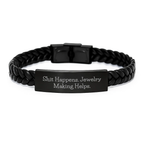 Jewelry Making Gifts for Men, Funny Quote Interlaced Leather Bracelet, Birthday Unique Gifts from Friends - Image 1