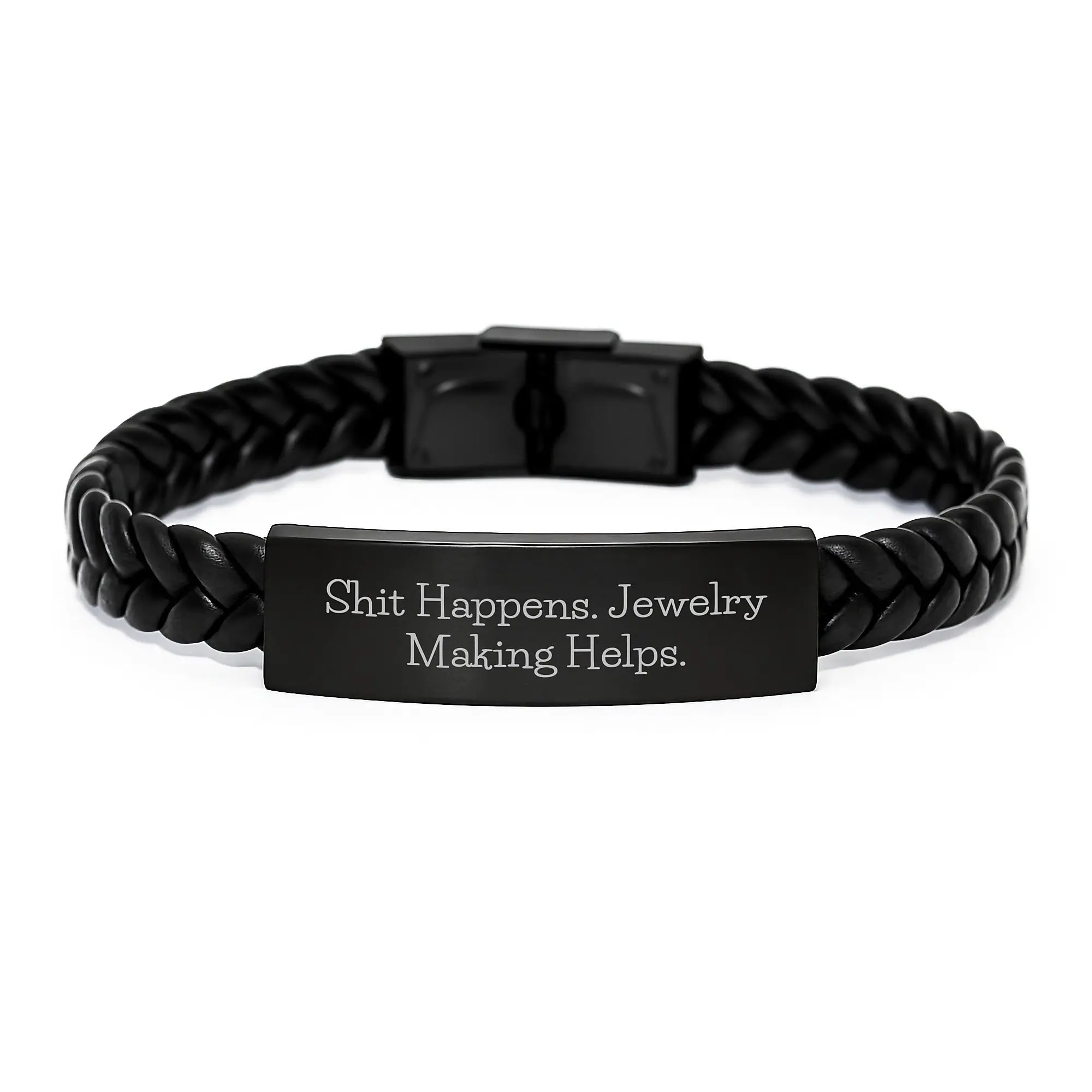 Jewelry Making Gifts for Men, Funny Quote Interlaced Leather Bracelet, Birthday Unique Gifts from Friends - Image 1