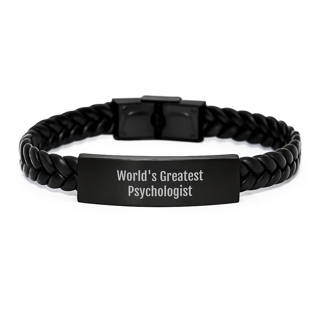 World's Greatest Psychologist Funny Quote Interlaced Leather Bracelet Gifts from Friends for Psychologist Graduation Unique Gifts - Image 1