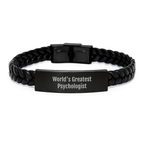 World's Greatest Psychologist Funny Quote Interlaced Leather Bracelet Gifts from Friends for Psychologist Graduation Unique Gifts - Image 1