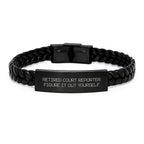 Court Reporter Gifts from Friends, Inspirational Interlaced Leather Bracelet for Men, Women, and Coworkers - Funny Quote