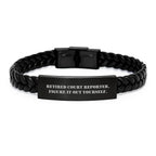 Funny Court Reporter Gifts from Men - Christmas Unique Interlaced Leather Bracelet for Court Reporter - Retired Court Reporter Figure It Out Yourself Inspiration