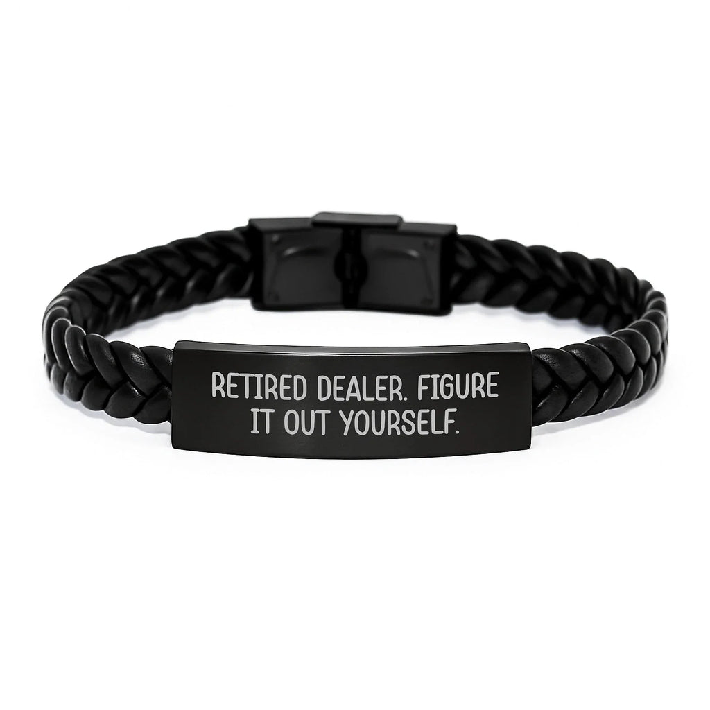 Funny Retired Dealer Gifts from Friends and Family, Dealer Unique Presents, Interlaced Leather Bracelet for Men's Christmas Unique Gifts