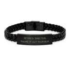 Funny Director Gifts, Men's Interlaced Leather Bracelet, Figure It Out Yourself Christmas Unique Gifts from Family to Director