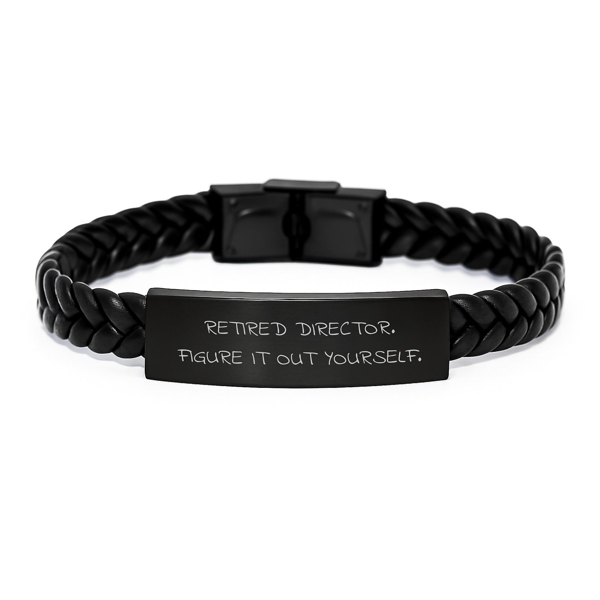 Funny Director Gifts, Men's Interlaced Leather Bracelet, Figure It Out Yourself Christmas Unique Gifts from Family to Director - Image 1