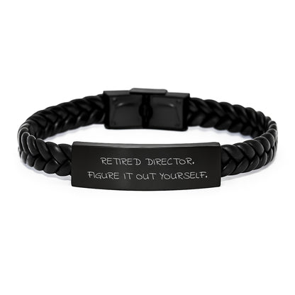Funny Director Gifts, Men's Interlaced Leather Bracelet, Figure It Out Yourself Christmas Unique Gifts from Family to Director - Image 1