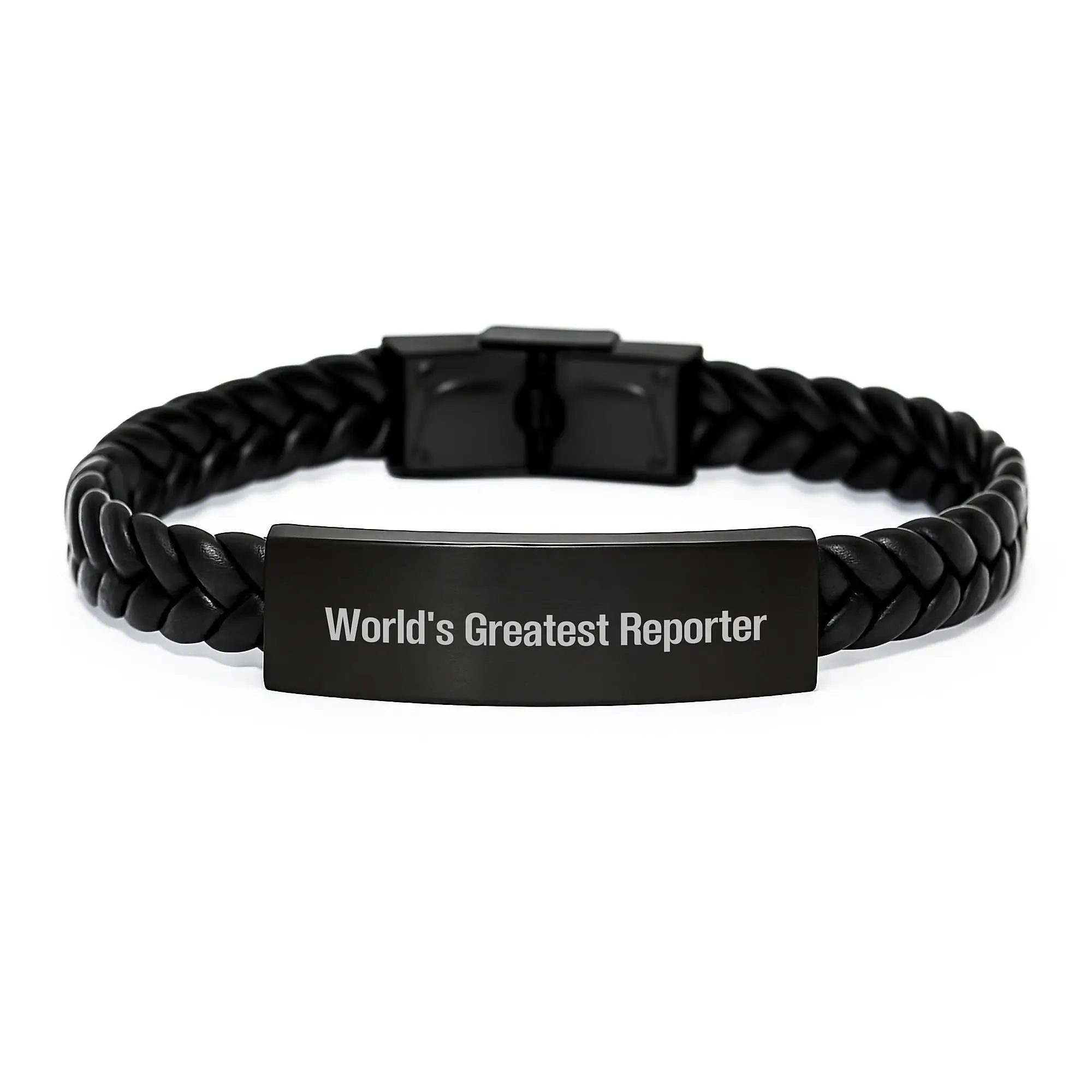Unique Gifts for Reporter Friends, Funny 'World's Greatest' Interlaced Leather Bracelet, Birthday Unique Gifts from Men - Image 1