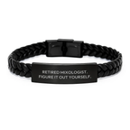 Funny Mixologist Gifts for Men - Interlaced Leather Bracelet, 'Figure It Out Yourself', Graduation Unique Gifts from Friends - Image 1