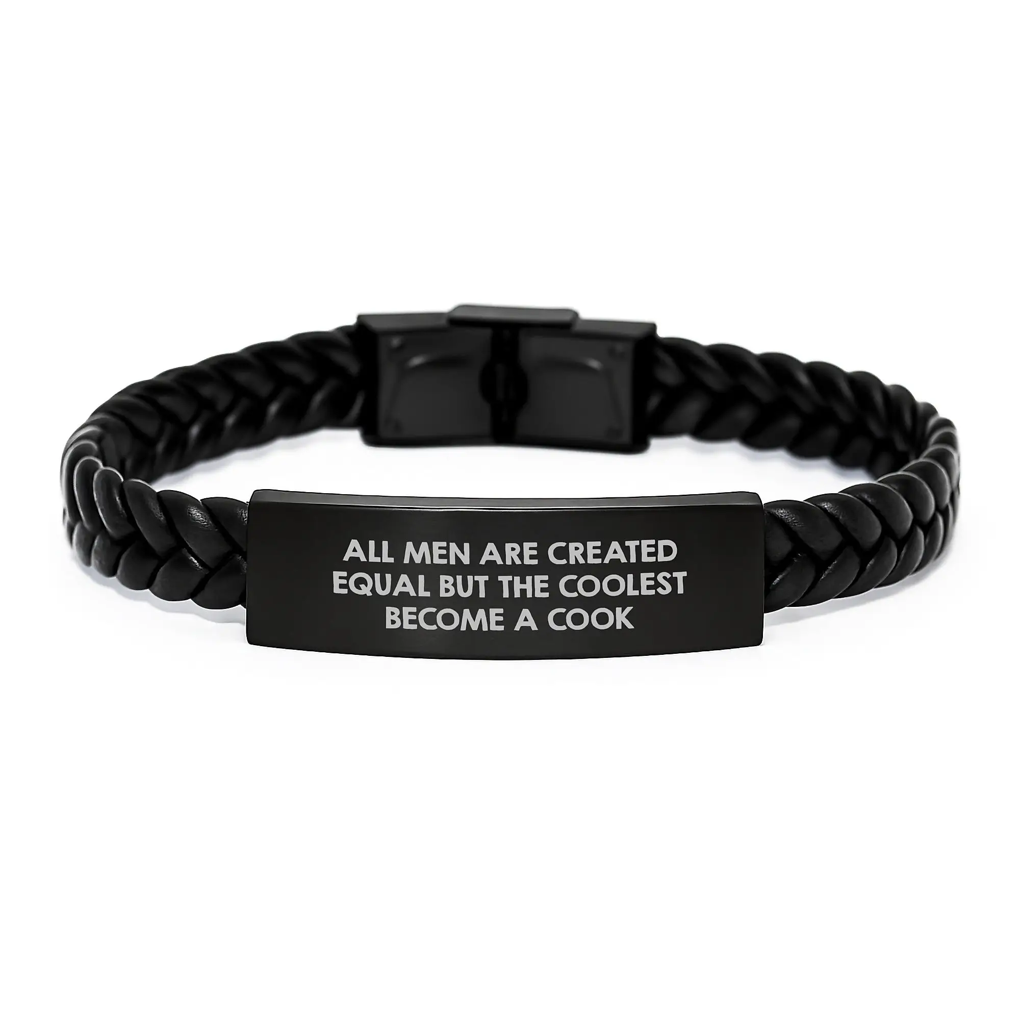 Funny Cook Quotes Interlaced Leather Bracelet, Gifts from Men to Cook Graduation Unique Presents for Men - Image 1