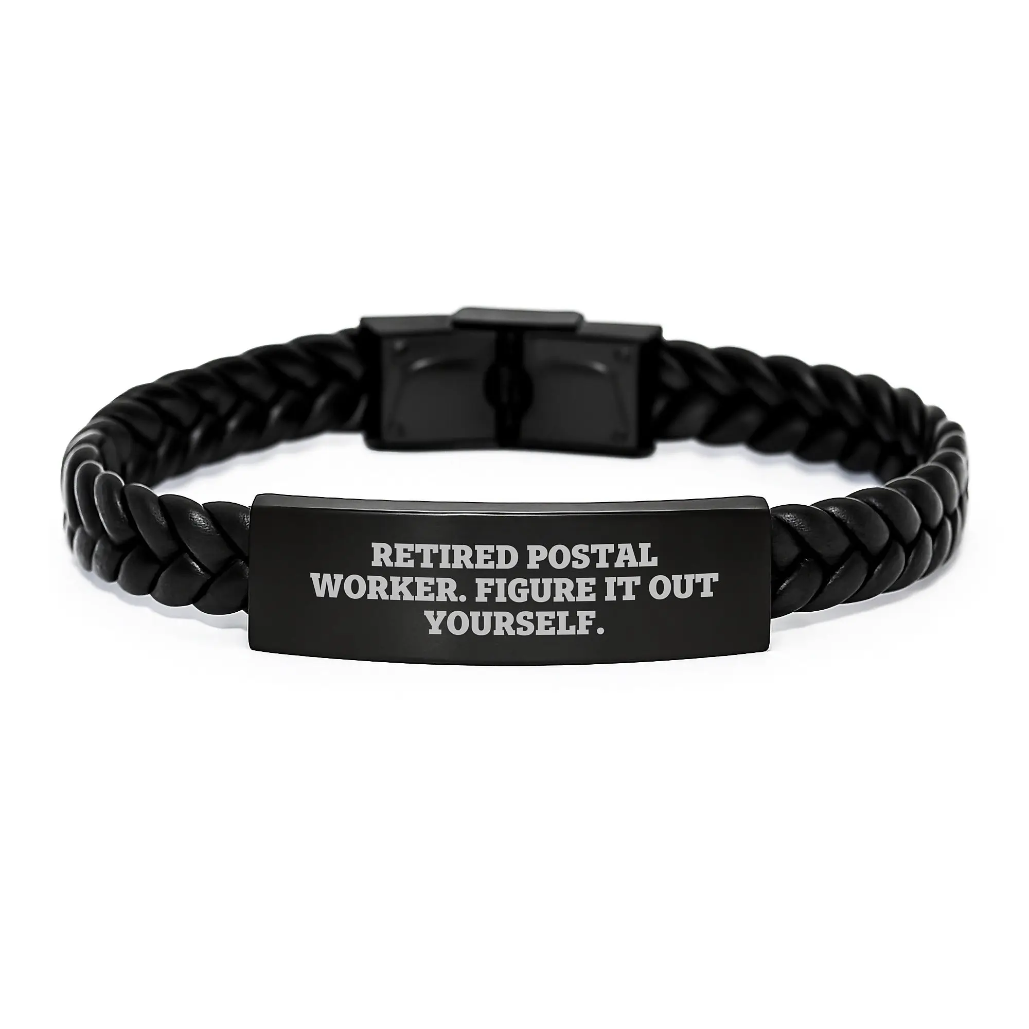 Funny Quote for Postal Worker, Interlaced Leather Bracelet Gifts from Men for Friends Birthday Unique - Image 1