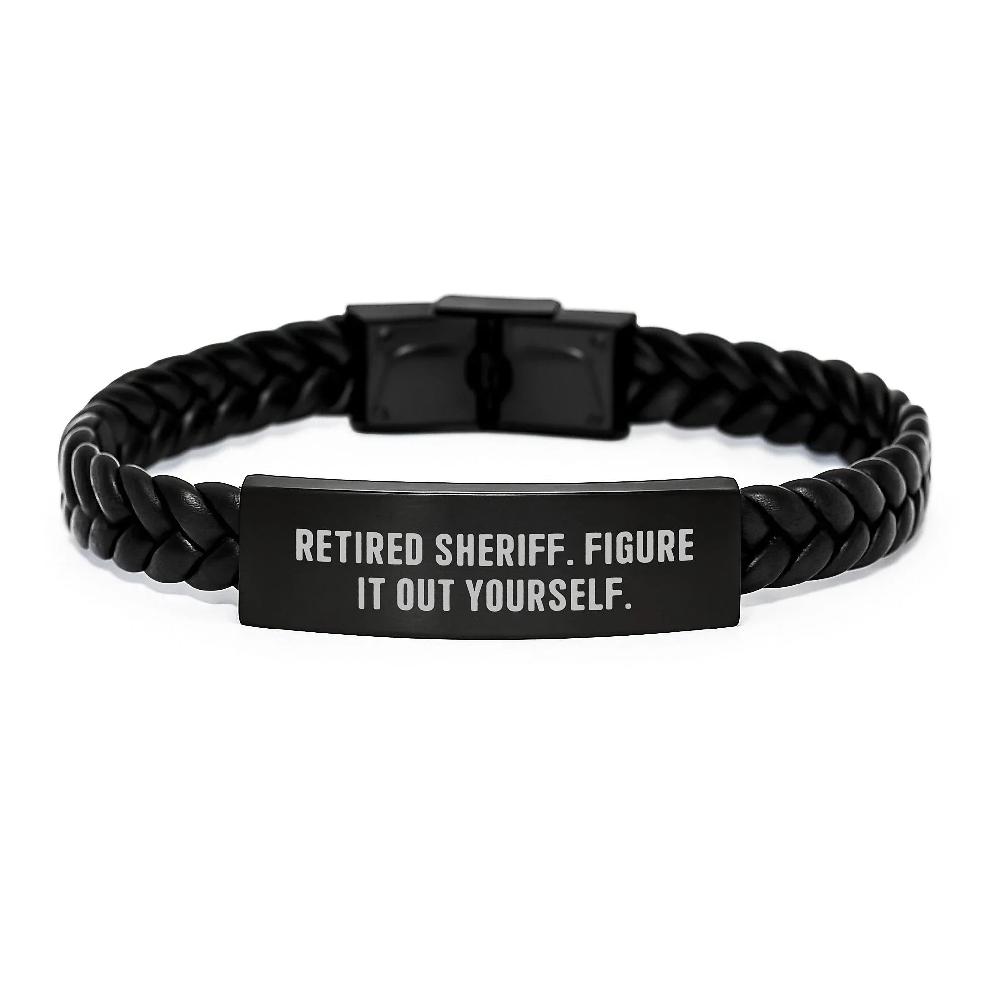 Funny Sheriff Gifts, Interlaced Leather Bracelet for Men, Inspirational Quote, Christmas Unique Presents from Friends to Sheriff