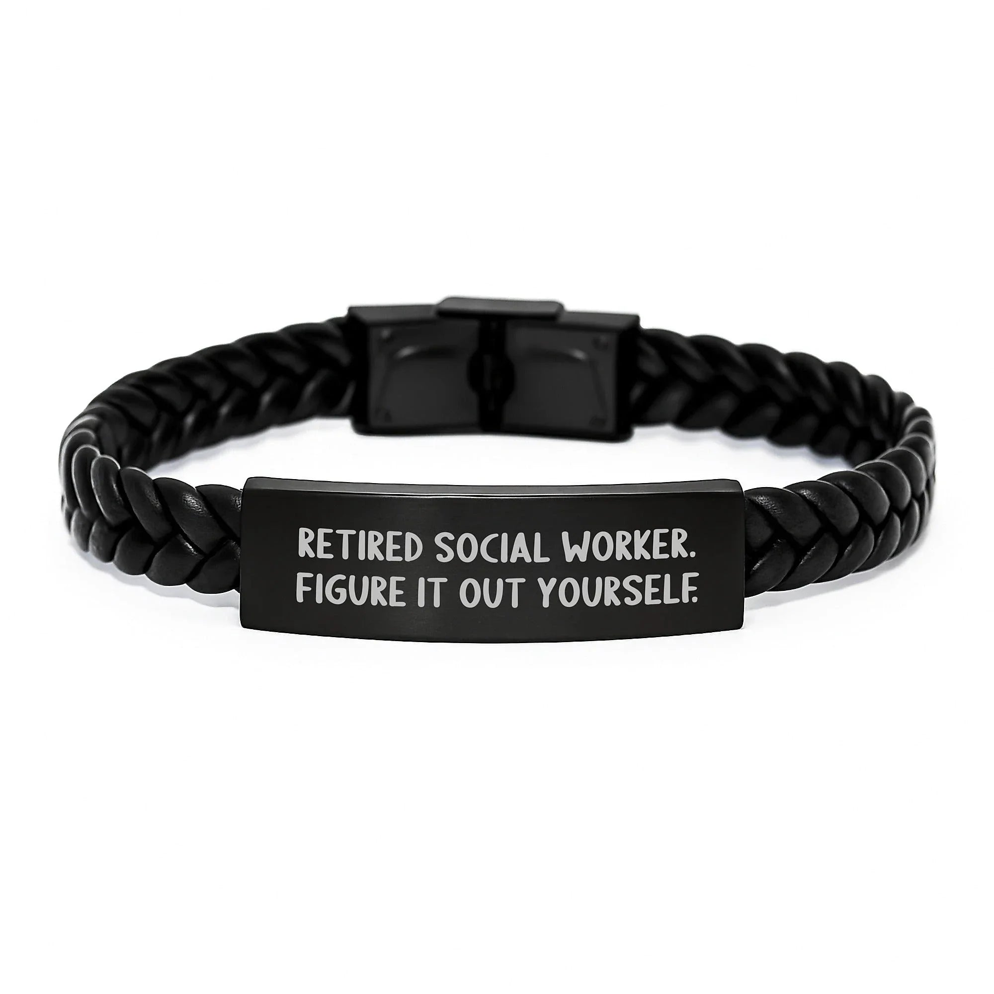 Funny Quote Social Worker Gifts from Family, Christmas Unique Interlaced Leather Bracelet for Social Worker