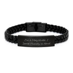 Funny Magistrate Gifts Interlaced Leather Bracelet - 'I Speak Fluently In genius.' - Unique Christmas Unique Gifts from Men to Family
