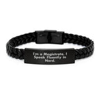 Funny Magistrate Interlaced Leather Bracelet Gifts from Friends to Magistrate Men - I'm A Magistrate. I Speak Fluently In genius. Christmas Unique Gifts