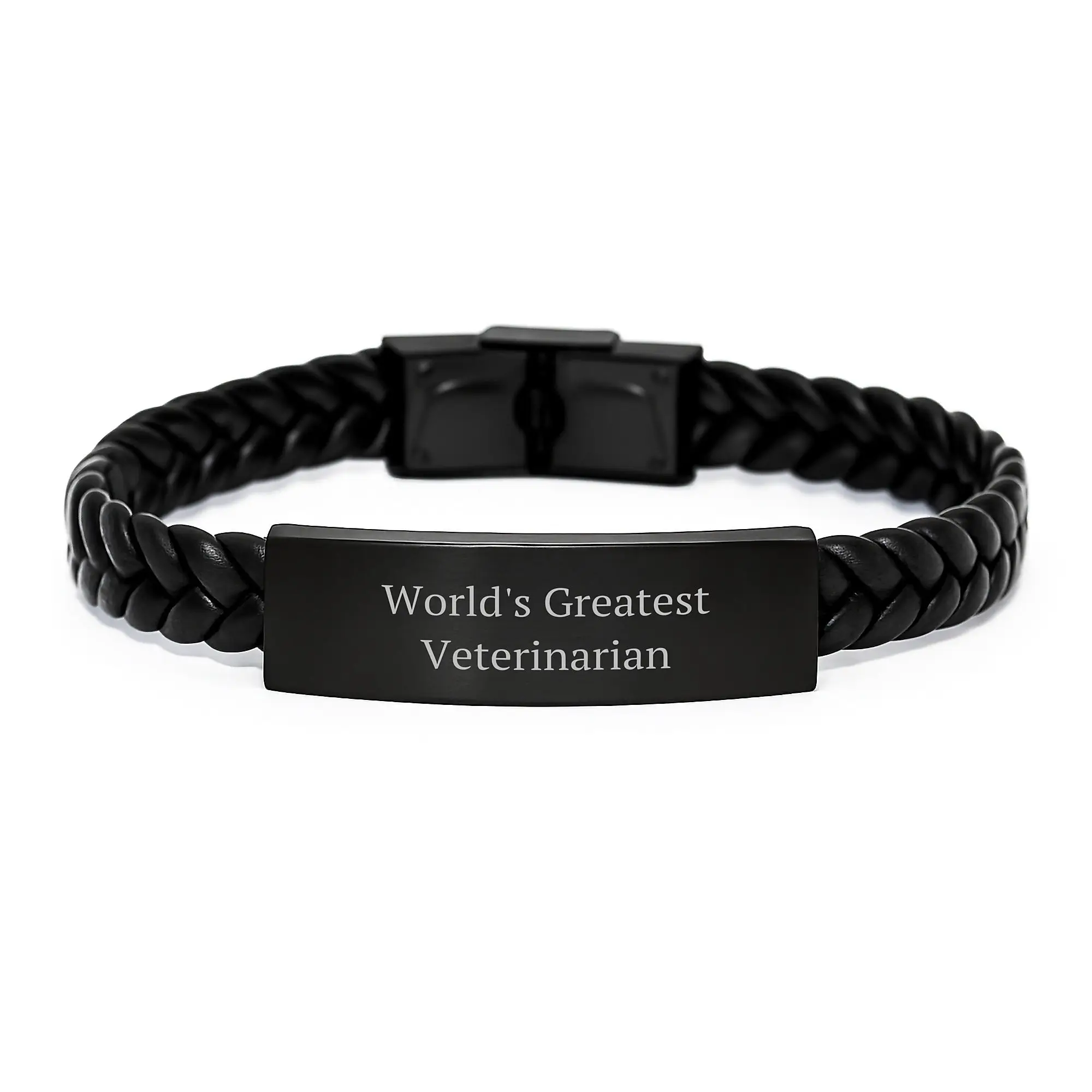 Funny Quote for Veterinarians, World's Greatest Veterinarian Leather Bracelet, Unique Mother's Day Unique Gifts for Veterinarians from Family - Image 1