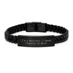 Funny Waitress Gifts from Friends, Unique Interlaced Leather Bracelet for Waitress, genius Quote, Christmas Unique Gifts for Waitress