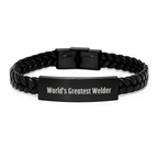 Funny Welder Gifts for Birthday Unique Presents from Friends to Men with Interlaced Leather Bracelet - Image 1