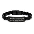 Occupational Therapist Gifts from Friends - Funny Interlaced Leather Bracelet for Occupational Therapist By Day. Ninja By Night. - Unique Christmas Unique Gifts