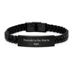 Funny Rescue Worker Gifts from Men for Rescue Worker By Day. Ninja By Night. Interlaced Leather Bracelet Christmas Unique Ideas