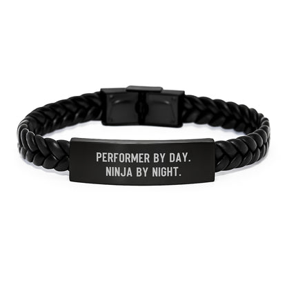 Performer Gifts from Men, Funny Interlaced Leather Bracelet for Ninja By Night, Graduation Unique Gifts for Performer - Image 1