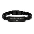 Personal Trainer Gift Ideas for Men Christmas Unique Interlaced Leather Bracelet from Friends