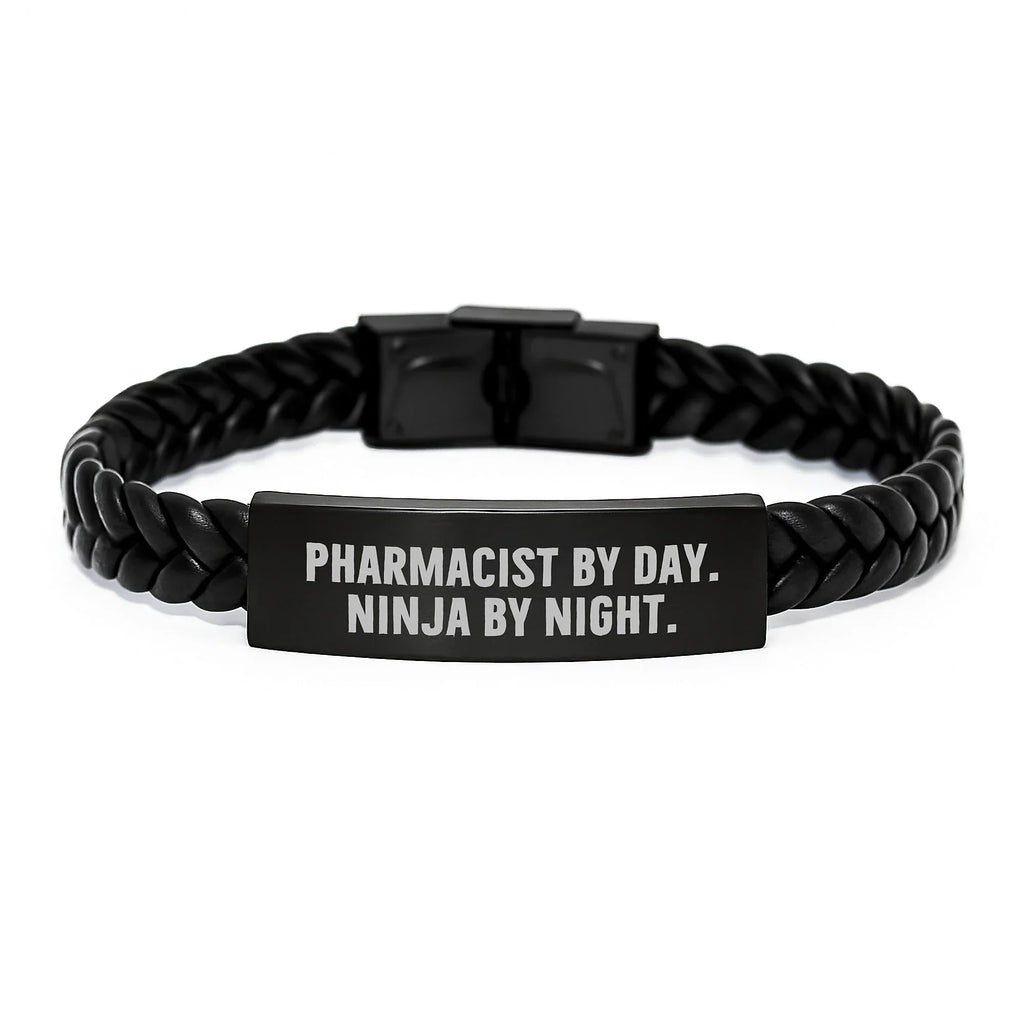 Pharmacist By Day. Ninja By Night. Interlaced Leather Graduation Gifts for Men, Women, Coworkers, and Family from a Ninja Pharmacist