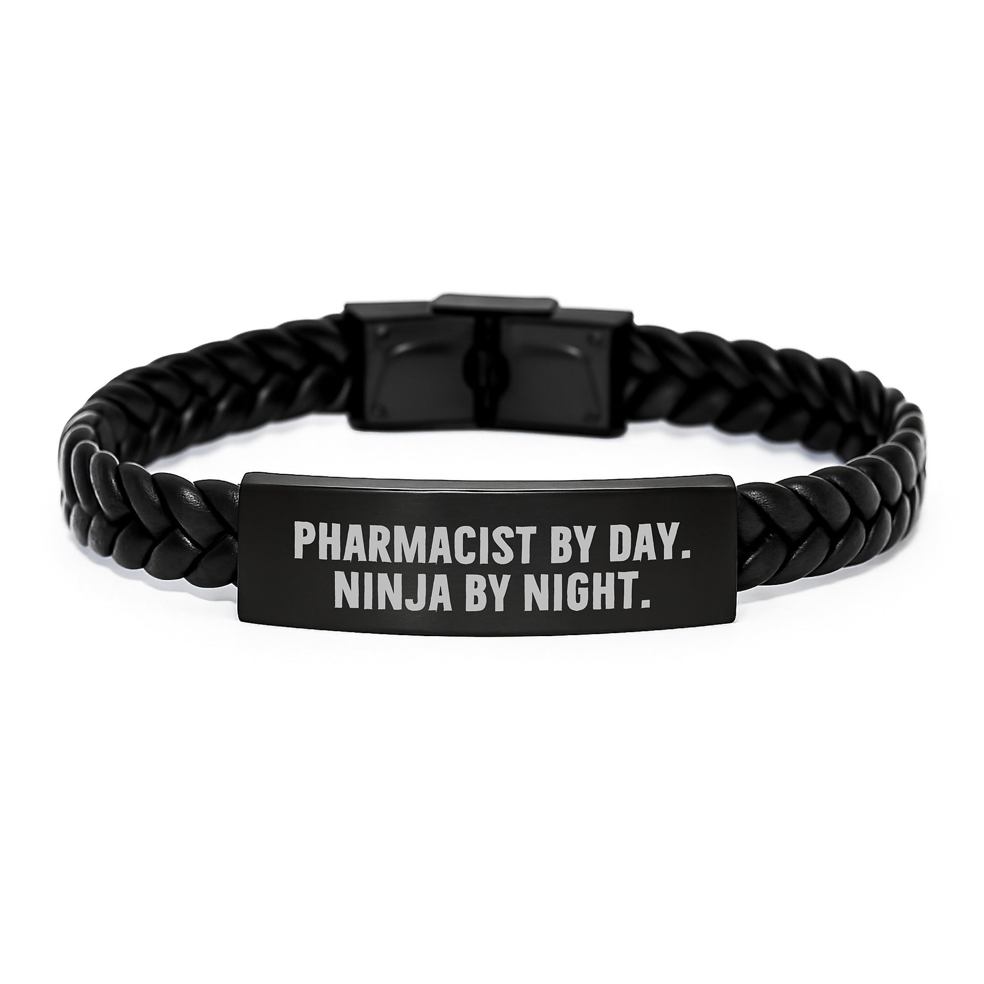 Pharmacist By Day. Ninja By Night. Interlaced Leather Graduation Gifts for Men, Women, Coworkers, and Family from a Ninja Pharmacist - Image 1