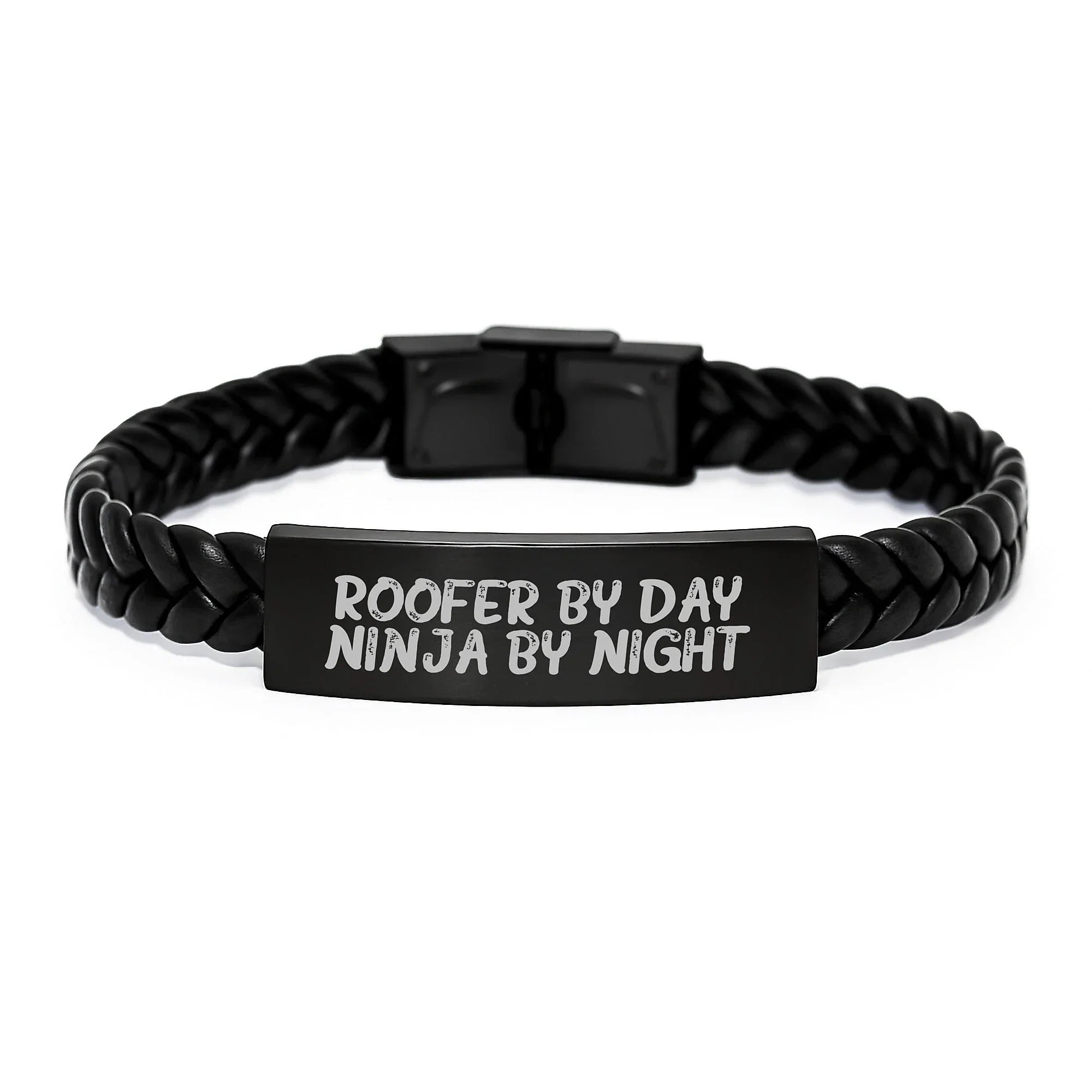 Roofer Gifts from Men, Funny Interlaced Leather Bracelet for Roofer By Day, Ninja By Night, Graduation Unique Gifts for Him
