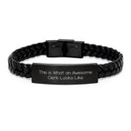 Funny Clerk Gifts - Interlaced Leather Bracelet, Awesome Clerk Looks Like, Christmas Unique Gifts for Men, Women, Coworkers, Friends, Family - Gifts from Men, Women, Friends, Family