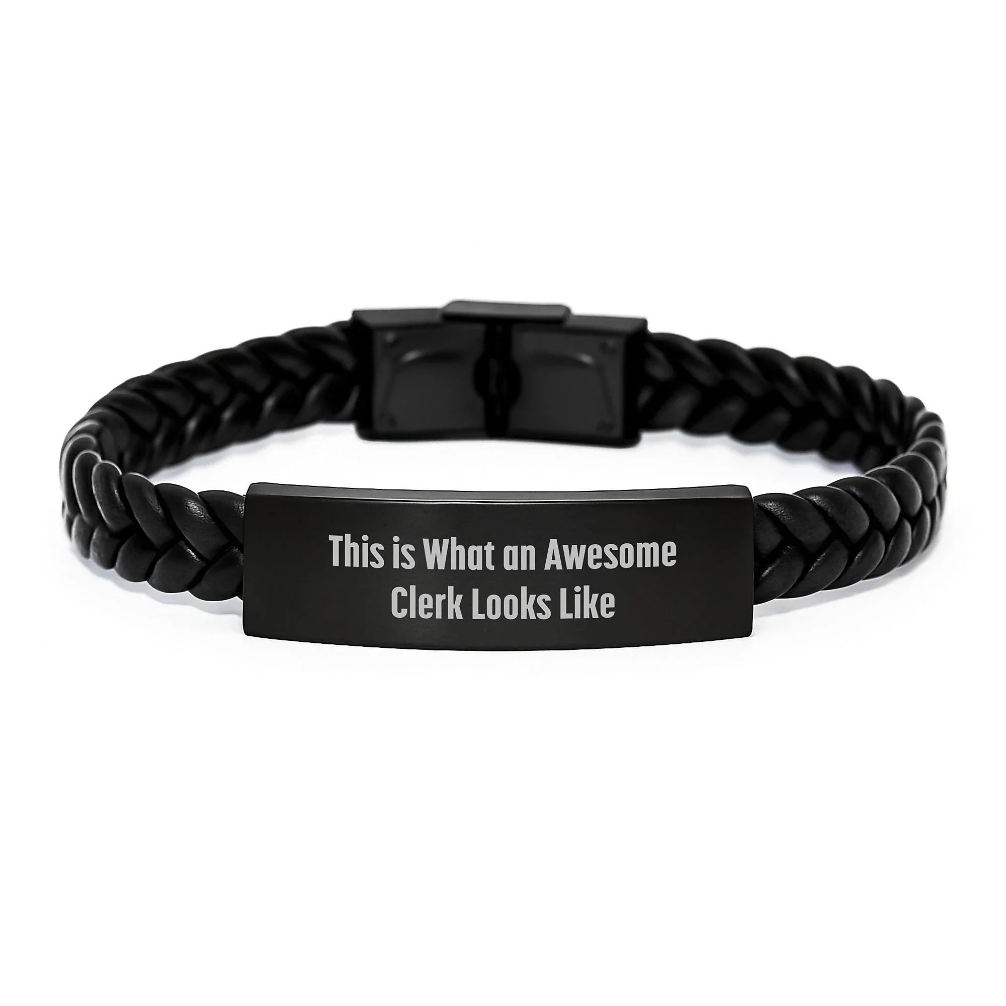Gifts from Family, Friends, or Coworkers for an Awesome Clerk, Clerk Christmas Unique Gifts, Interlaced Leather Bracelet with Funny Quote