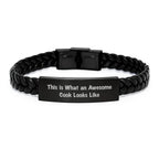 Funny Cook Gifts from Men, Christmas Unique Leather Bracelet for Cook, This Is What An Awesome Cook Looks Like
