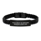 Funny Musician Interlaced Leather Bracelet Gifts for Men from Friends, Gifts for Musician Graduation Unique - Image 1