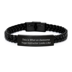 Yoga Instructor Gifts, Inspirational Quote, Interlaced Leather Bracelet for Graduation, Gifts from Friends, Gifts for Yoga Instructor - 'This Is What An Awesome Yoga Instructor Looks Like'