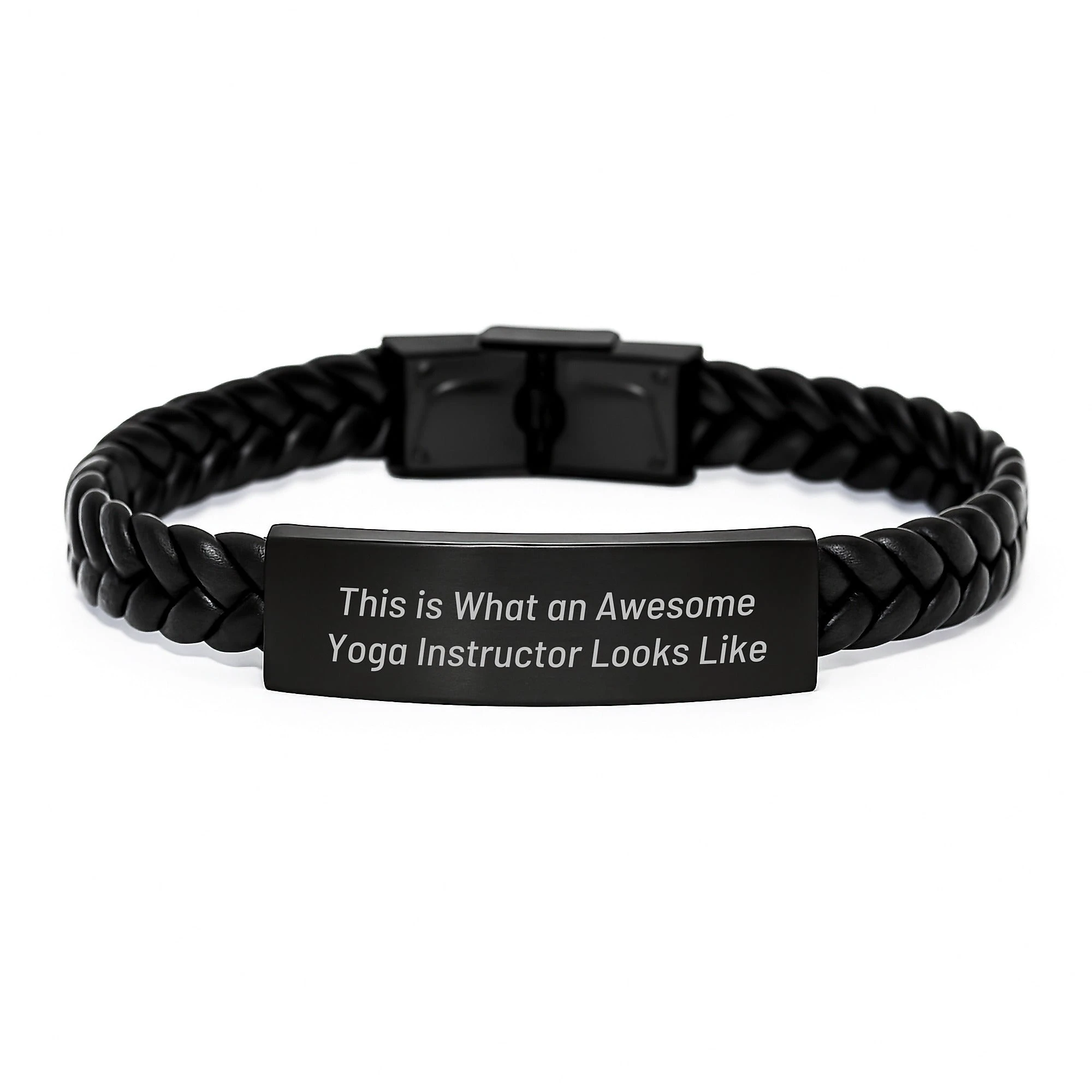Yoga Instructor Gifts, Inspirational Quote, Interlaced Leather Bracelet for Graduation, Gifts from Friends, Gifts for Yoga Instructor - 'This Is What An Awesome Yoga Instructor Looks Like'