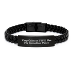 Comedian Humor Interlaced Leather Bracelet - Funny Birthday Unique Gifts from Friends - Keep Calm Or I Will Use My Comedian Voice - Image 1
