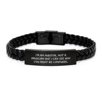 Funny Auditor Gifts from Friends, Interlaced Leather Bracelet with Engraved Stainless Steel, I'm An Auditor. Not A Magician But I Can See Why You Might Be Confused Gifts for Auditor Men