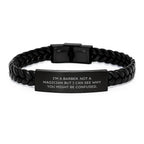 Funny Barber Gifts from Men to Barber Friends - Interlaced Leather Bracelet for Barber Christmas Unique