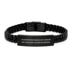 Funny Quote Operations Manager Gifts from Friends to Birthday Operations Manager, Interlaced Leather Bracelet for Operations Manager, Stainless Steel with PU Leather - Image 1