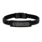 Funny Orthopedic Surgeon Gifts from Friends to Orthopedic Surgeons, Interlaced Leather Bracelet Engraved, Birthday Unique Gifts for Orthopedic Surgeon - Image 1