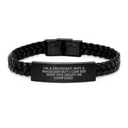 Funny President Interlaced Leather Bracelet Gifts for Men from Friends, Unique Christmas Memorable Presents for Him