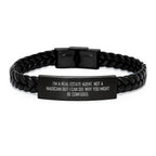 Funny Real Estate Agent Gifts from Friends, Christmas Unique Presents for Men - Interlaced Leather Bracelet, 'I'm A Real Estate Agent. Not A Magician But I Can See Why You Might Be Confused.'