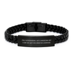 Funny Veterinarian Gifts for Men, Women, Coworkers, Friends, Family - 'I'm A Veterinarian Not A Magician' Interlaced Leather Bracelet for Graduation Unique Gifts - Image 1